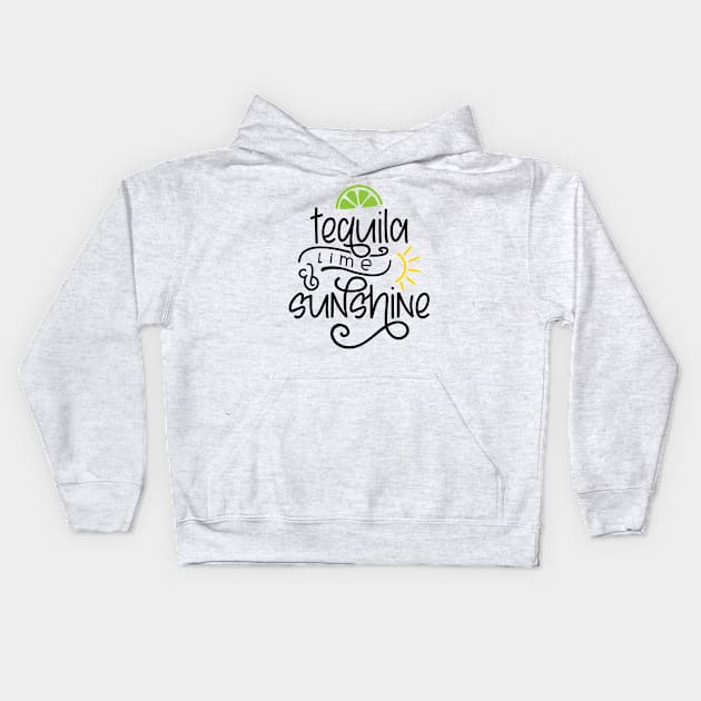 Tequila, Lime & Sunshine Kids Hoodie by CatsCrew